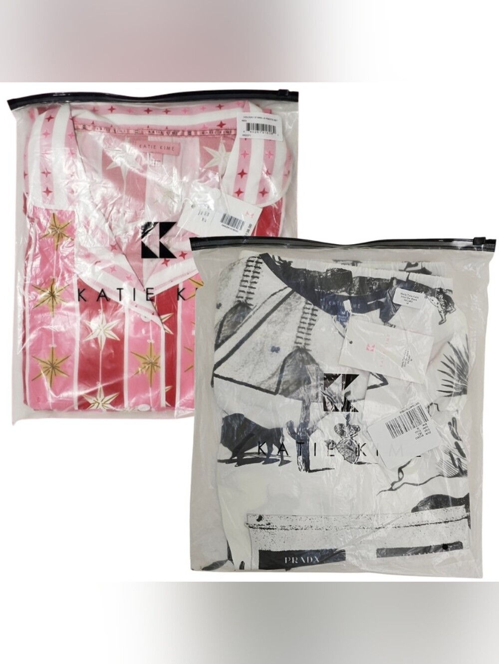 2 Katie Kime Pajama Sets Large (Cami & Shorts/Long Sleeve Button-Up & Pants)